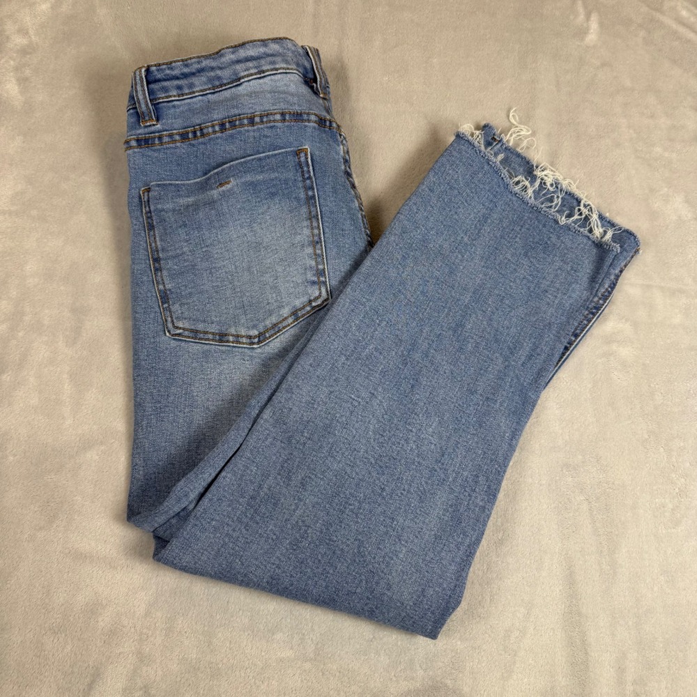 OAT New York Frayed Hem Crop Straight Jeans Womens Jeans Size 8/29 Light Wash